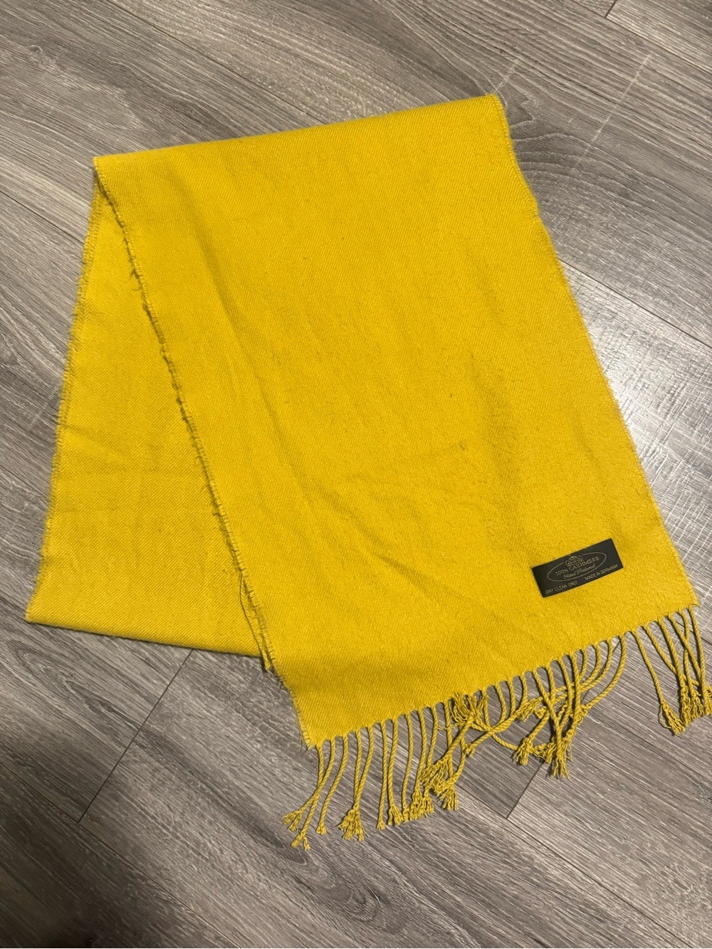 Mustard Yellow Fringe 100% Cashmere Scarf